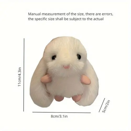 FKZNPJ Adorable Plush Bunny Keychain – Soft Rabbit Charm with Golden Ring for Bags & Keys