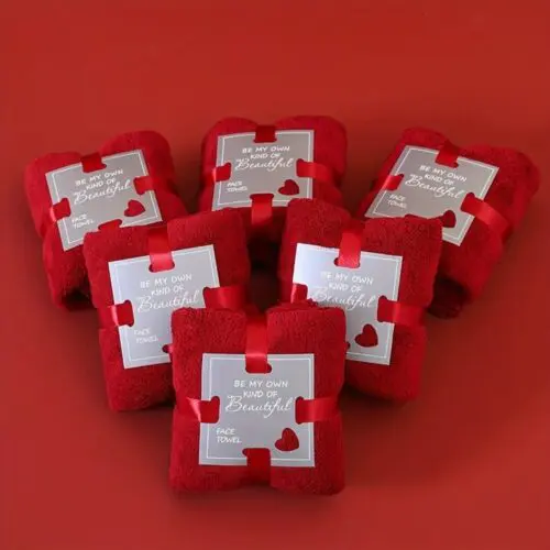 Valentines Day Red Heart Towel - Ultra Absorbent, Soft Polyester, Modern Home Decor & Gift - Image 3