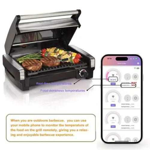 Smart Wireless Meat Thermometer with App Alerts - USB Rechargeable, Digital Display, Stainless Steel Probe, ≤36V Operating Voltage, Compatible with App Alerts, Perfect for BBQ, Grill, Oven, Smoker, and Rotisserie