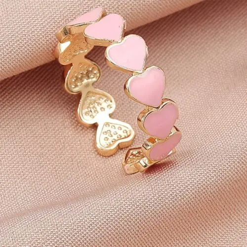 Charming Vintage-Inspired Colorful Heart Enamel Ring – Adjustable Boho Style for Daily & Party Wear