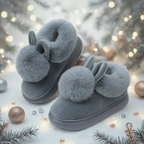 Women’s Fashion Plush Warm Slippers – Soft Winter Indoor Shoes, Comfortable Casual Fabric Design