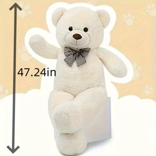 Ivory Giant Teddy Bear - 120cm XXL Plush Toy for Birthday Gifts & Party Decorations, Birthday Gifts For Girls Kids Girlfriend Party Decorations