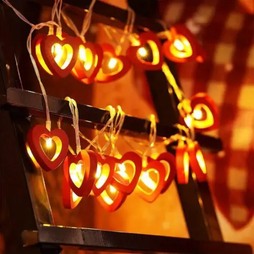 Romantic Red Heart LED String Lights - Battery-Powered Rope Light for Bedroom, Living Room & Party Decor