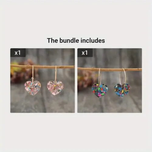 Vintage Style Resin Heart Drop & Dangle Earrings - Iron Needle, Mosaic Design, Perfect Valentine’s Day Gift