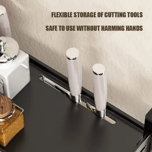 1pc Premium Steel Kitchen Storage Rack – Adjustable Countertop Organizer for Spices & Knives