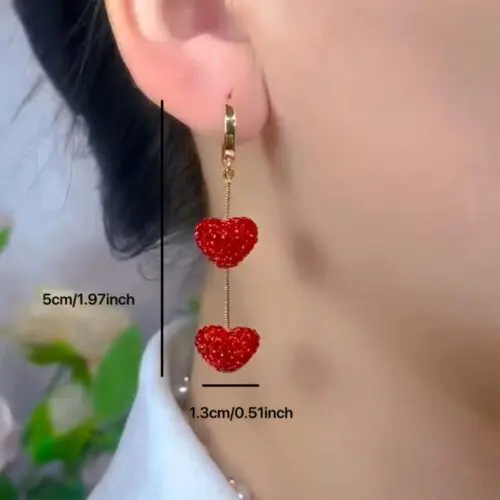Elegant Heart-Shaped Rhinestone Dangle Earrings - Alloy Design, Copper Needle, Perfect for Valentine's Day, Gifts, and Celebrations