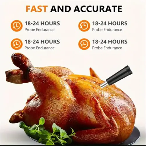 Smart Wireless Meat Thermometer with App Alerts - USB Rechargeable, Digital Display, Stainless Steel Probe, ≤36V Operating Voltage, Compatible with App Alerts, Perfect for BBQ, Grill, Oven, Smoker, and Rotisserie