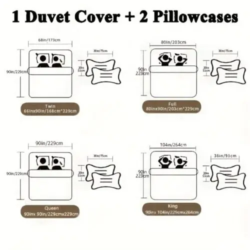 3pcs Duvet Cover Set – Double-Sided Heart Pattern, Soft All-Season Polyester Bedding