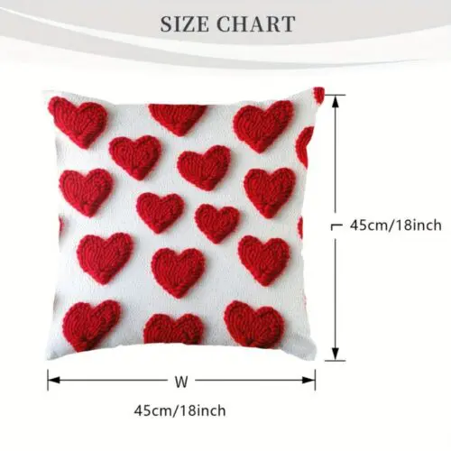 Soft & Cozy 18x18" Throw Pillow Cover - 3D Red Heart Design, Machine Washable, Ideal Valentine’s Day Gift