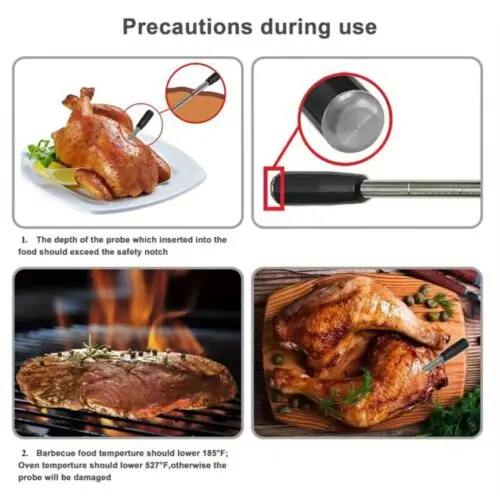 Smart Wireless Meat Thermometer with App Alerts - USB Rechargeable, Digital Display, Stainless Steel Probe, ≤36V Operating Voltage, Compatible with App Alerts, Perfect for BBQ, Grill, Oven, Smoker, and Rotisserie