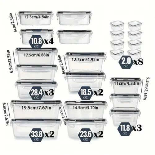 48pcs BPA-Free Food Storage Container Set Airtight Plastic Containers Microwave and Dishwasher Safe Ideal for Pantry and Kitchen Organization