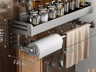 Shelf Wall-Mounted Spice Storage Rack – High-Quality Space Aluminum, No Punching Required