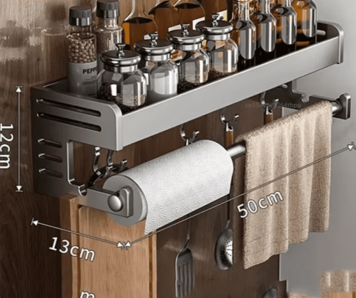 Shelf Wall-Mounted Spice Storage Rack – High-Quality Space Aluminum, No Punching Required