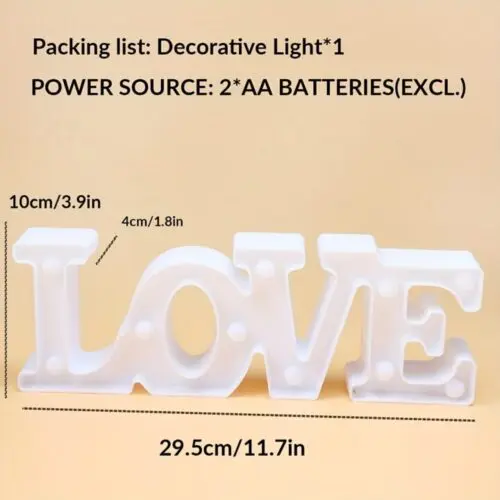 Romantic Love Shaped Night Light - Battery-Powered, Freestanding Tabletop Decor, Perfect for Bedroom, Weddings, and Valentine’s Day