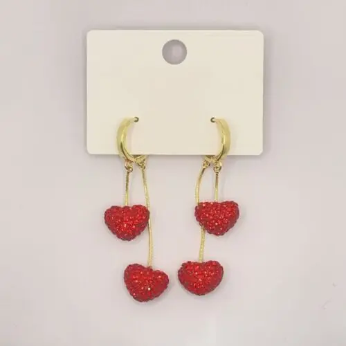 Elegant Heart-Shaped Rhinestone Dangle Earrings - Alloy Design, Copper Needle, Perfect for Valentine's Day, Gifts, and Celebrations