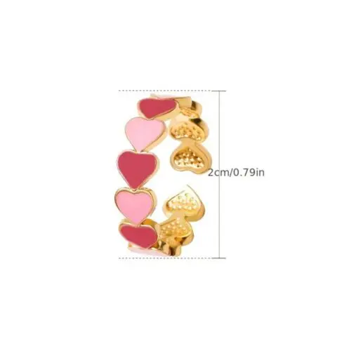 Charming Vintage-Inspired Colorful Heart Enamel Ring – Adjustable Boho Style for Daily & Party Wear