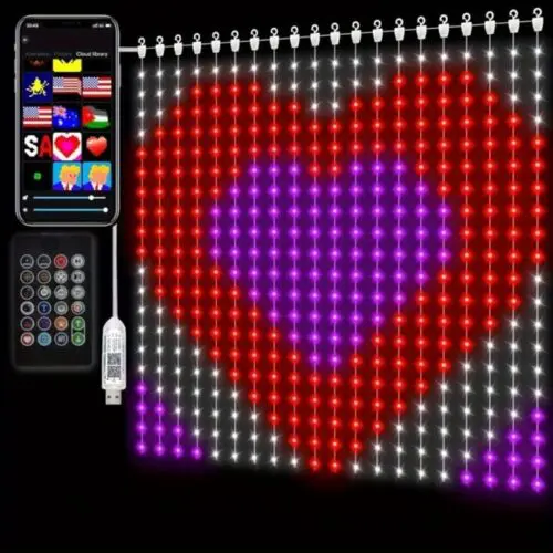 6.6FT x 6.6FT Smart LED Curtain Lights – 400 RGB USB String Lights w/ APP & Remote, DIY Indoor Decor