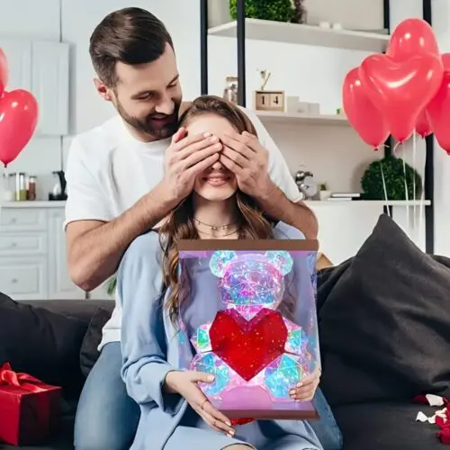 Valentine's Day Love Hug Bear - 9.84-Inch USB-Powered Dimmable LED Light for Weddings, Birthdays & Home Decor