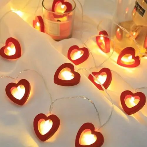 Romantic Red Heart LED String Lights - Battery-Powered Rope Light for Bedroom, Living Room & Party Decor