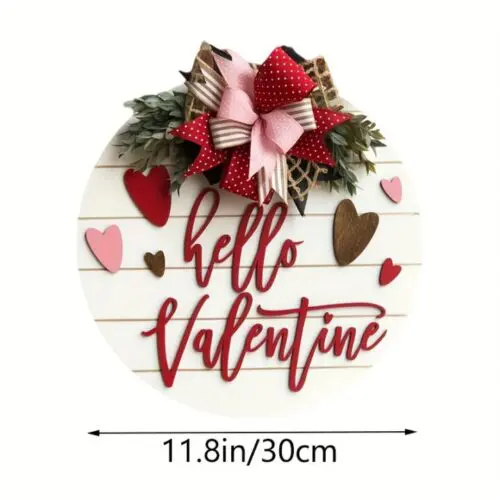 Vintage Wooden Sign | "Hello Valentine" 3D Door Sign - Rustic Farmhouse Decor with Heart Accents for Valentine’s Day