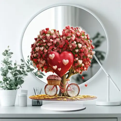 Valentine's Day Tree of Life Desktop Ornament - 2D Acrylic Heart-Shaped Design, Boho Style, Perfect Gift for Valentine’s Day