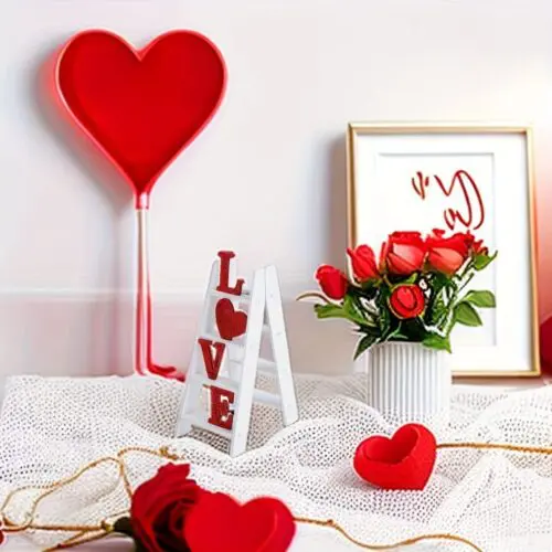 Classic Wooden Love Ladder Tabletop Decor - Multipurpose Manufactured Wood Wedding Theme, Elegant Table Display