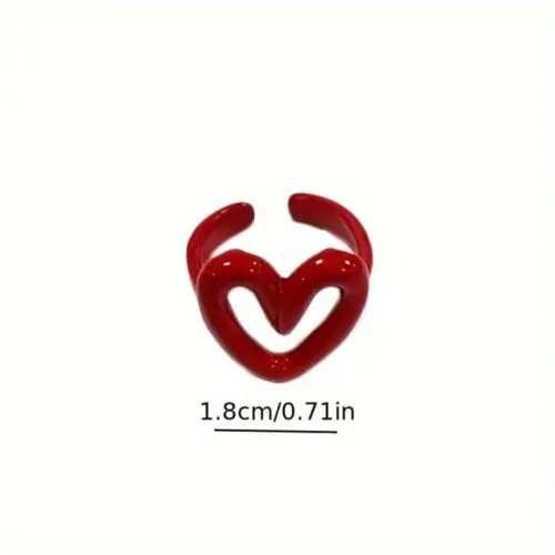 Ladies Elegant Heart Shaped Open Ring – Lightweight Resin Fashion Accessory for Daily Wear and Banquets