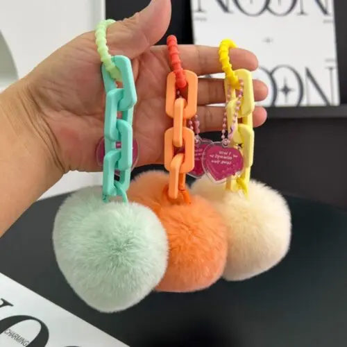Adorable Heart-Shaped Ball Keychain – Soft Plush Bag Pendant for Women, Perfect Valentine’s Day Gift