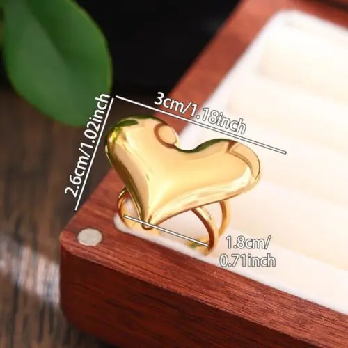 Chic Adjustable Stainless Steel Heart Ring – Vintage Boho Style for Daily Wear & Parties
