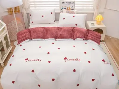 3pcs Duvet Cover Set – Double-Sided Heart Pattern, Soft All-Season Polyester Bedding