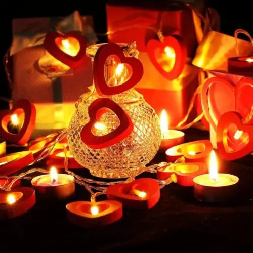 Romantic Red Heart LED String Lights - Battery-Powered Rope Light for Bedroom, Living Room & Party Decor