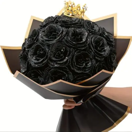 24/36 pcs Everlasting Glitter Roses Bouquet – Shiny Artificial Red Roses for Valentine’s, Weddings & More
