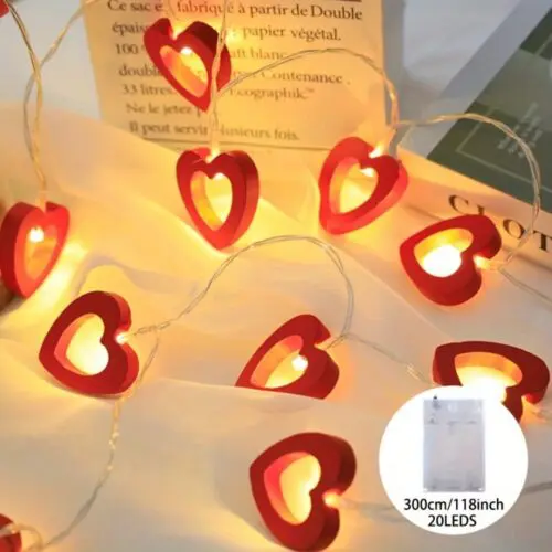 Romantic Red Heart LED String Lights - Battery-Powered Rope Light for Bedroom, Living Room & Party Decor