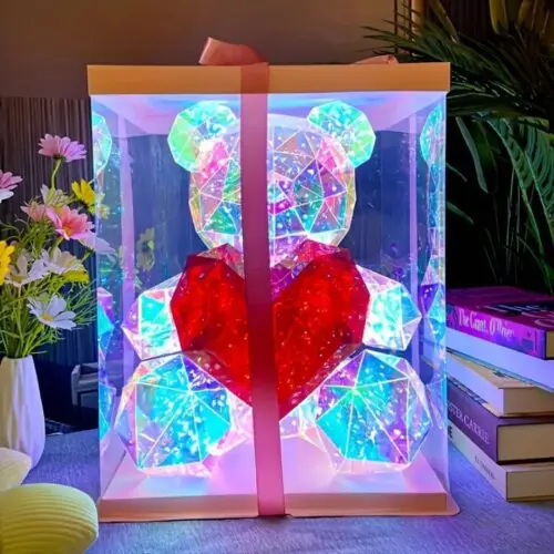 USB Powered Glow Gift for Valentine’s Day - Colorful LED Care Bear for Christmas, Weddings & Birthdays