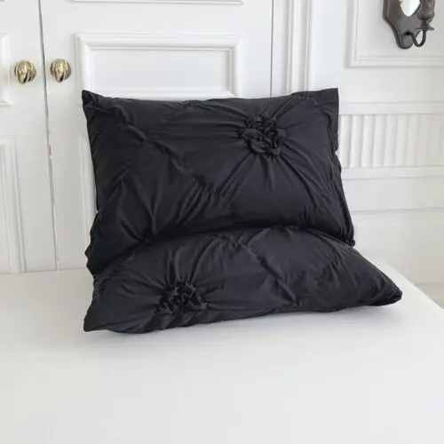 Rustic French Style Textured Flower Pinch Pleated Duvet Cover Set – Luxury All-Season Microfiber Bedding