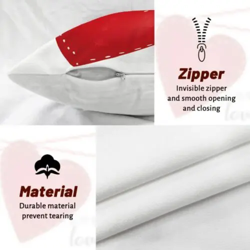 4pcs Valentine’s Day Velvet Throw Pillow Covers – Red & White Plaid Heart Design, Zipper Closure