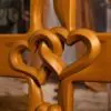 Elegant Wood Cross with Intertwined Hearts - 10 Inch Wall Hanging Decor, Love-Themed Indoor Art for Living Room, Valentine’s Day, and Weddings