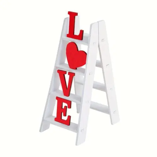 Classic Wooden Love Ladder Tabletop Decor - Multipurpose Manufactured Wood Wedding Theme, Elegant Table Display