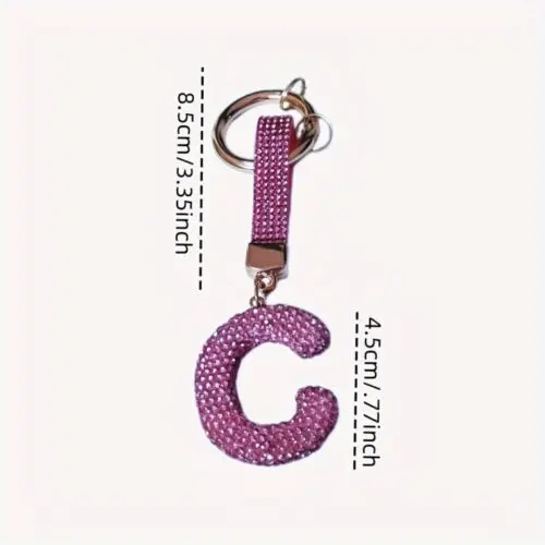 Alloy Rhinestone Alphabet Keychain – A-Z Charm Pendant with Shiny Rhinestones for Women’s Gifts