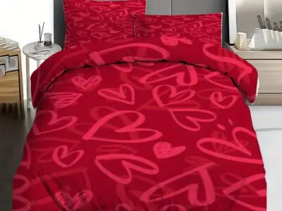 3pcs Contemporary Heart Pattern Bedding Set – Soft All-Season Polyester with Zipper Closure