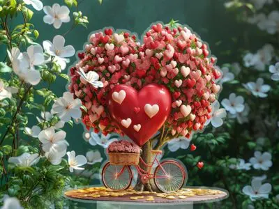 Valentine's Day Tree of Life Desktop Ornament - 2D Acrylic Heart-Shaped Design, Boho Style, Perfect Gift for Valentine’s Day