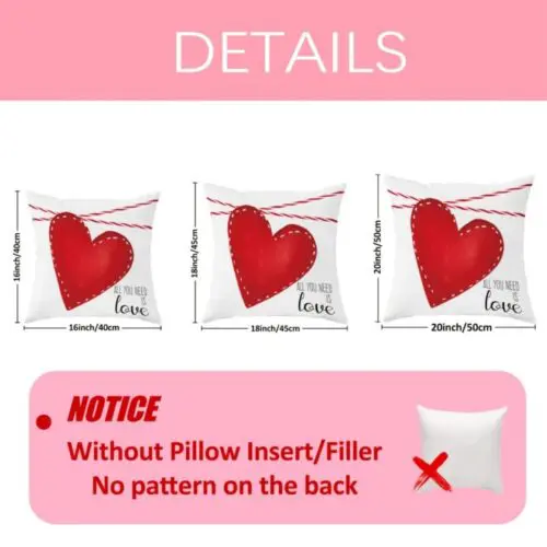 4pcs Valentine’s Day Velvet Throw Pillow Covers – Red & White Plaid Heart Design, Zipper Closure