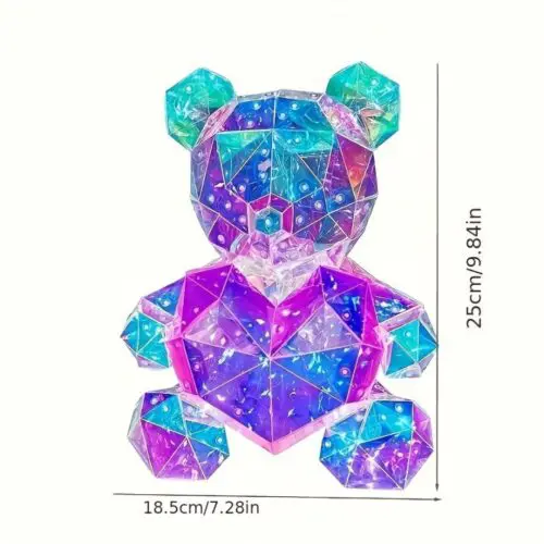 USB-Powered LED Light-Up Bear with Red Heart - Multicolor Illusion Gift for Valentine’s Day, Weddings & Birthdays