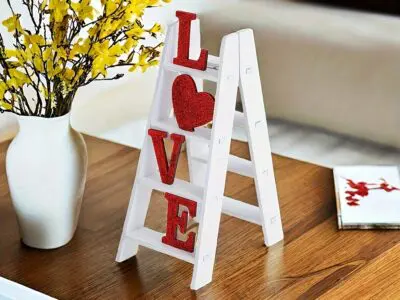 Classic Wooden Love Ladder Tabletop Decor - Multipurpose Manufactured Wood Wedding Theme, Elegant Table Display