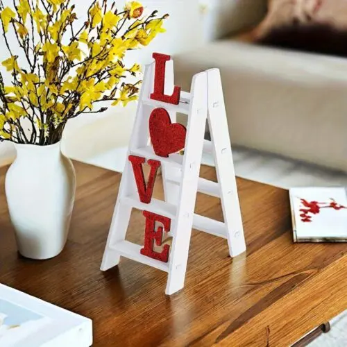 Classic Wooden Love Ladder Tabletop Decor - Multipurpose Manufactured Wood Wedding Theme, Elegant Table Display