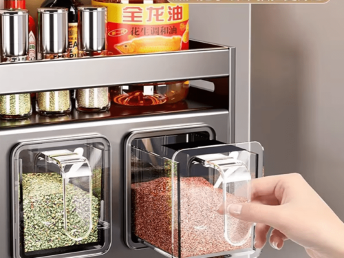 Spice Box Stainless Steel Storage, Waterproof PVC Kitchen Storage, Chemical-Free Storage