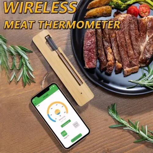 Smart Wireless Meat Thermometer with App Alerts - USB Rechargeable, Digital Display, Stainless Steel Probe, ≤36V Operating Voltage, Compatible with App Alerts, Perfect for BBQ, Grill, Oven, Smoker, and Rotisserie