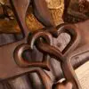 Elegant Wood Cross with Intertwined Hearts - 10 Inch Wall Hanging Decor, Love-Themed Indoor Art for Living Room, Valentine’s Day, and Weddings