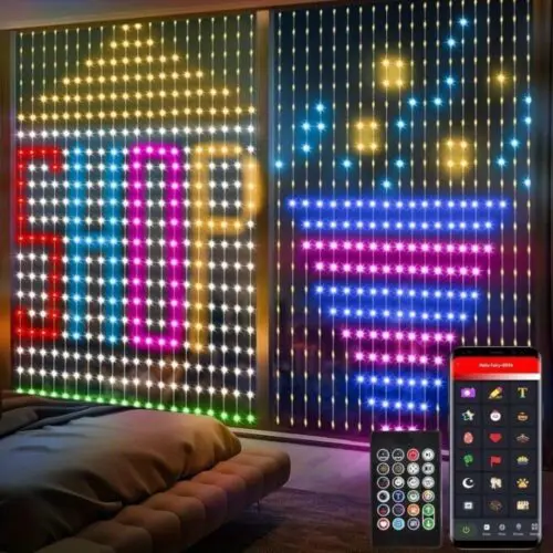 6.6FT x 6.6FT Smart LED Curtain Lights – 400 RGB USB String Lights w/ APP & Remote, DIY Indoor Decor
