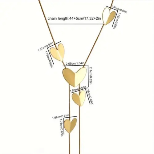 Stylish Y Shaped Necklace for Women – 14K Gold Plated Heart Pendant, Perfect for Evening Dresses & Gifts